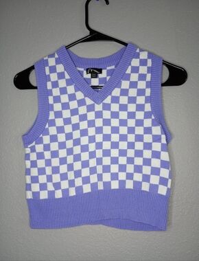 art class Lilac and White Checker V-Neck Sweater